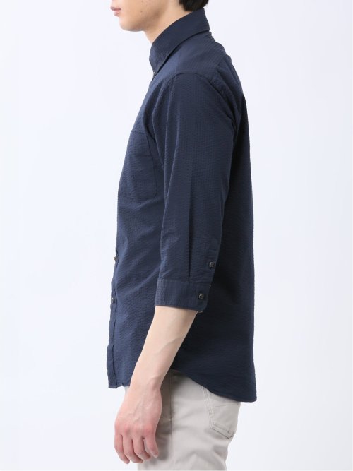 クールマックス サッカー ボタンダウン 7分袖シャツ