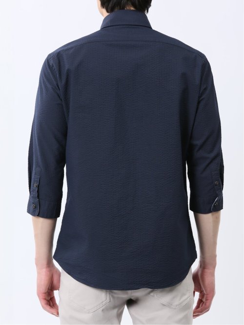 クールマックス サッカー ボタンダウン 7分袖シャツ