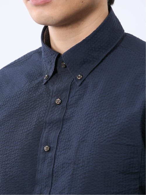 クールマックス サッカー ボタンダウン 7分袖シャツ