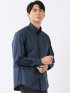 シャツ 長袖 メンズ ストレッチ 綿混 ブロード ボタンダウン プリント 総柄 ダイヤ