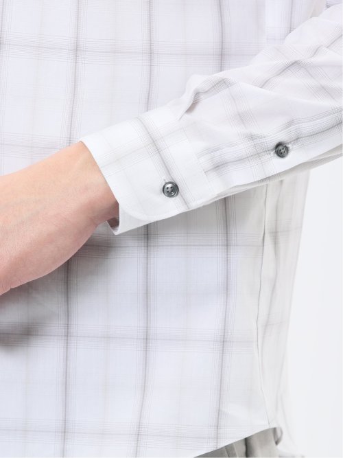 ストレッチ 綿チェック ボタンダウン長袖シャツ