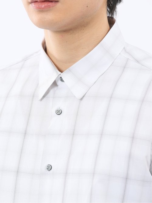 ストレッチ 綿チェック ボタンダウン長袖シャツ