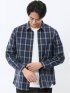 ストレッチ 綿チェック ボタンダウン長袖シャツ