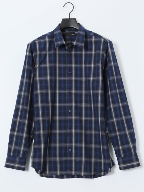 ストレッチ 綿チェック ボタンダウン長袖シャツ