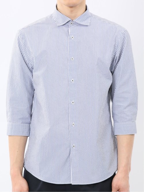 クールマックス サッカー ワイドカラー 7分袖 シャツ