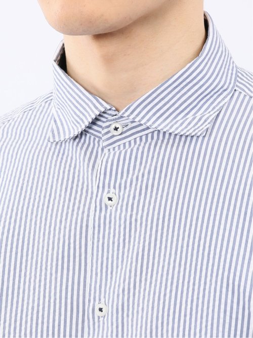 クールマックス サッカー ワイドカラー 7分袖 シャツ