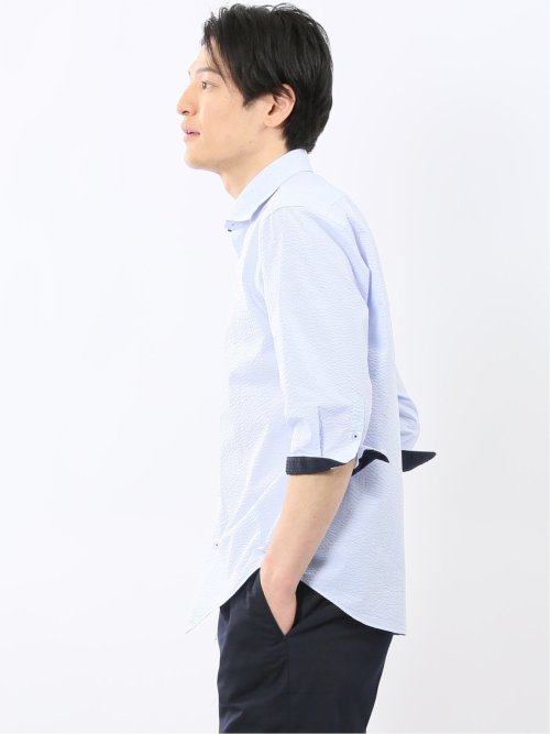 クールマックス サッカー ワイドカラー 7分袖 シャツ