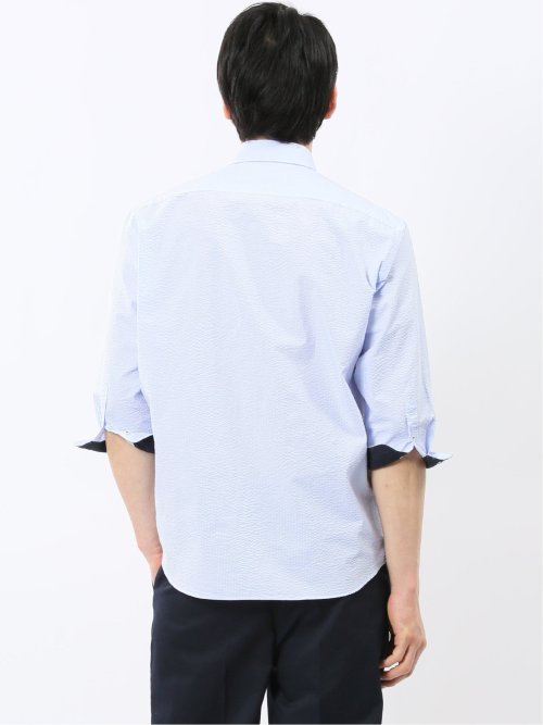 クールマックス サッカー ワイドカラー 7分袖 シャツ