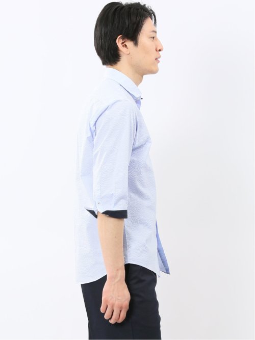 クールマックス サッカー ワイドカラー 7分袖 シャツ