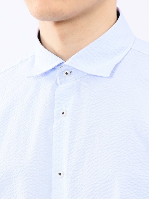 クールマックス サッカー ワイドカラー 7分袖 シャツ