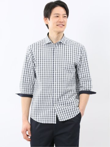 クールマックス サッカー ワイドカラー 7分袖 シャツ