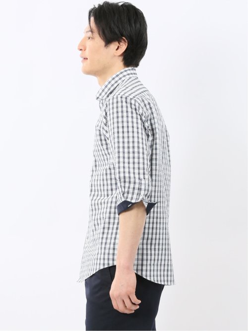 クールマックス サッカー ワイドカラー 7分袖 シャツ