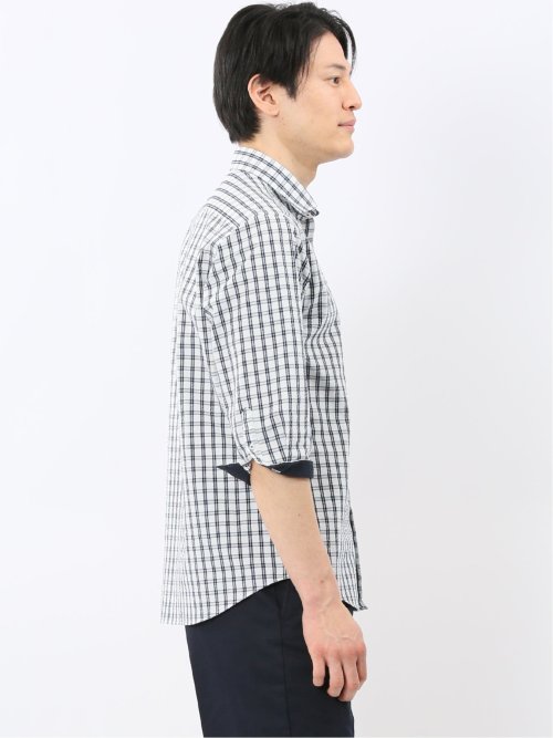 クールマックス サッカー ワイドカラー 7分袖 シャツ