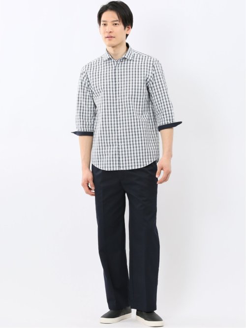 クールマックス サッカー ワイドカラー 7分袖 シャツ