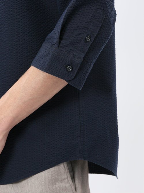 クールマックス サッカー ワイドカラー 7分袖 シャツ