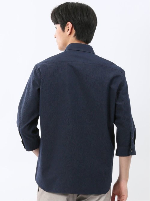 クールマックス サッカー ワイドカラー 7分袖 シャツ