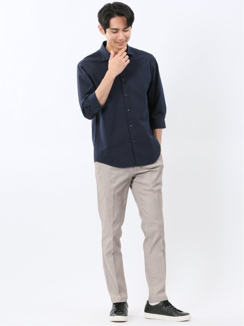 クールマックス サッカー ワイドカラー 7分袖 シャツ