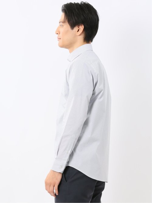 ストレッチ プリント ワイドカラー長袖シャツ