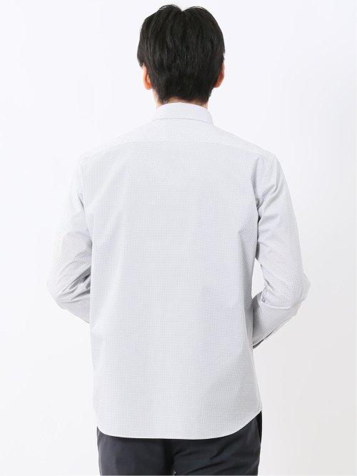 ストレッチ プリント ワイドカラー長袖シャツ