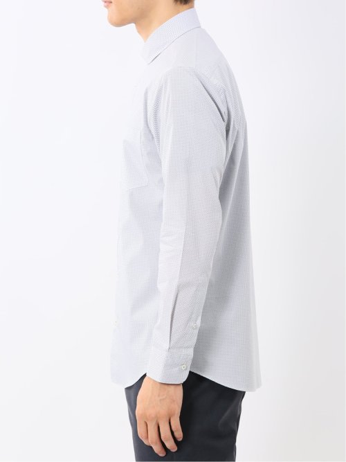 ストレッチ プリント ワイドカラー長袖シャツ