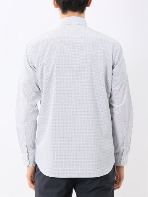 ストレッチ プリント ワイドカラー長袖シャツ