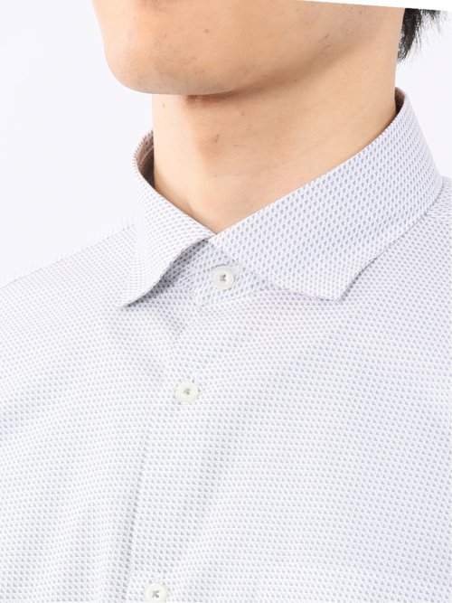 ストレッチ プリント ワイドカラー長袖シャツ