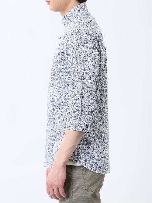 ストレッチ プリント カッタウェイ 7分袖シャツ