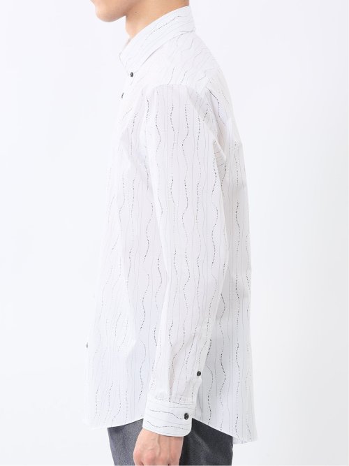 ストレッチ プリント ボタンダウン長袖シャツ