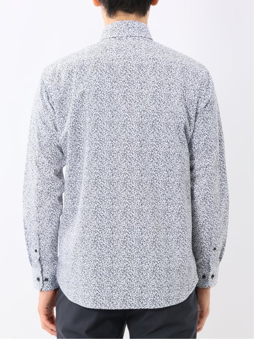 ストレッチ プリント ボタンダウン長袖シャツ