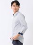 シャツ 長袖 メンズ ストレッチ 綿混 ブロード レギュラーカラー プリント 総柄 小花