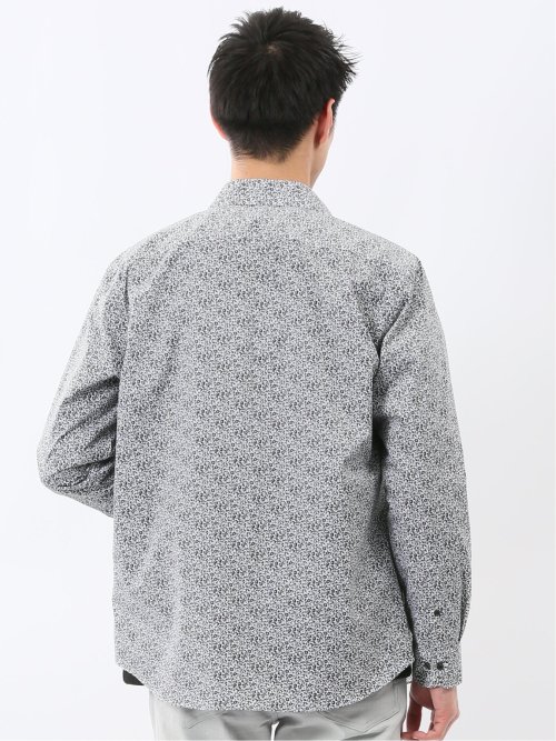 ストレッチ プリント ワイドカラー長袖シャツ