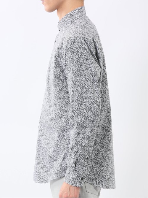 ストレッチ プリント ワイドカラー長袖シャツ