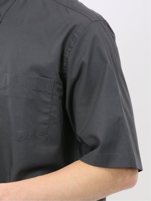 ストレッチ 綿 ツイル ボタンダウン 半袖 シャツ