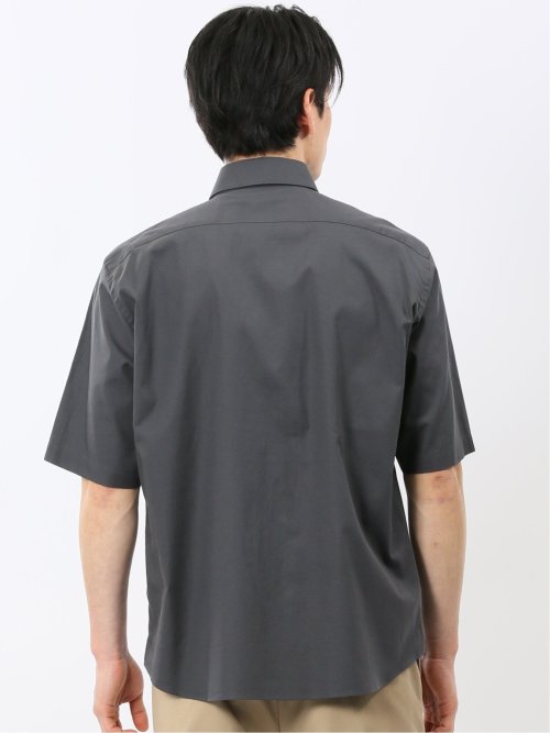 ストレッチ 綿 ツイル ボタンダウン 半袖 シャツ