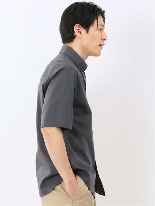 ストレッチ 綿 ツイル ボタンダウン 半袖 シャツ