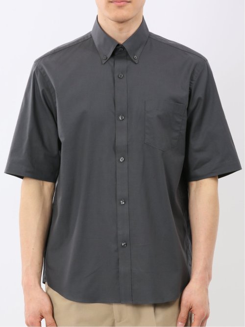 ストレッチ 綿 ツイル ボタンダウン 半袖 シャツ