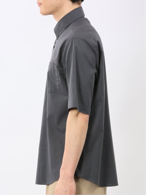 ストレッチ 綿 ツイル ボタンダウン 半袖 シャツ