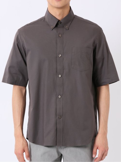 ストレッチ 綿 ツイル ボタンダウン 半袖 シャツ