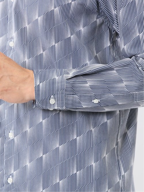 ストレッチ プリント レギュラーカラー長袖シャツ