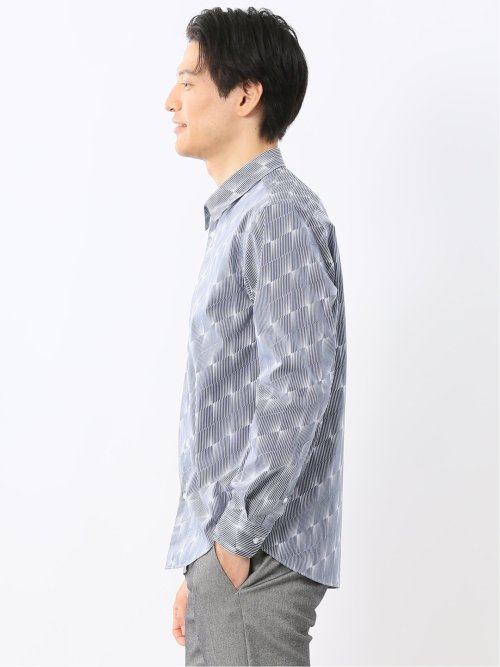 ストレッチ プリント レギュラーカラー長袖シャツ