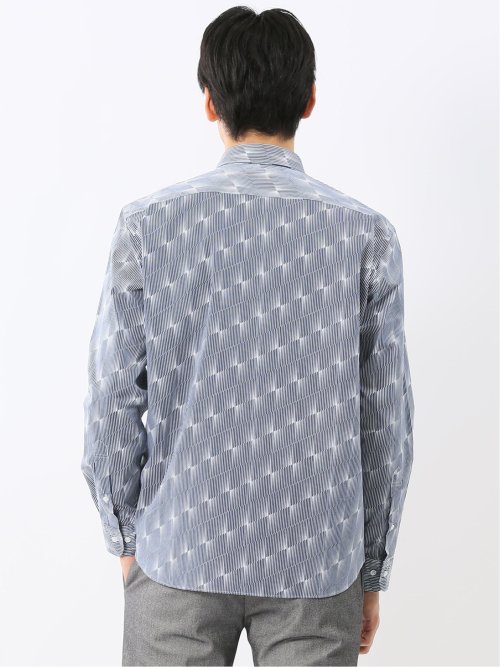 ストレッチ プリント レギュラーカラー長袖シャツ