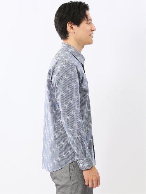 ストレッチ プリント レギュラーカラー長袖シャツ