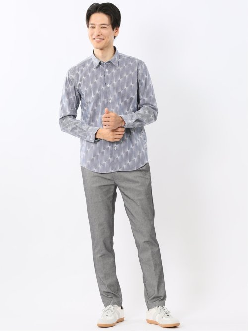 ストレッチ プリント レギュラーカラー長袖シャツ