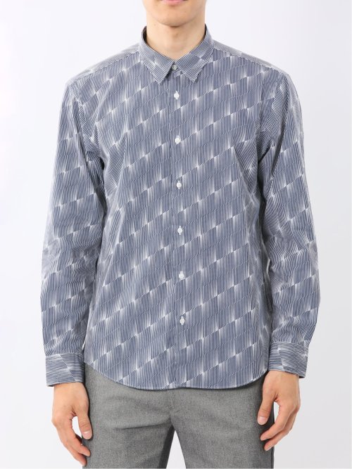 ストレッチ プリント レギュラーカラー長袖シャツ