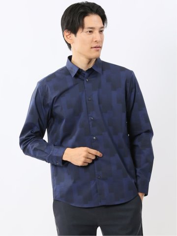 ストレッチ プリント レギュラーカラー長袖シャツ