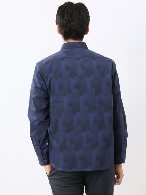 ストレッチ プリント レギュラーカラー長袖シャツ