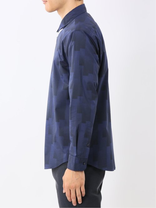 ストレッチ プリント レギュラーカラー長袖シャツ