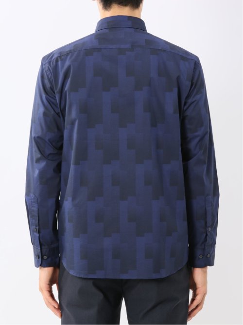 ストレッチ プリント レギュラーカラー長袖シャツ