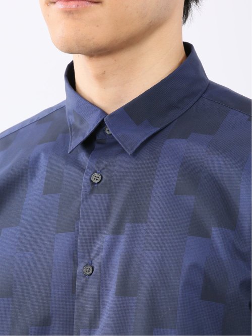 ストレッチ プリント レギュラーカラー長袖シャツ