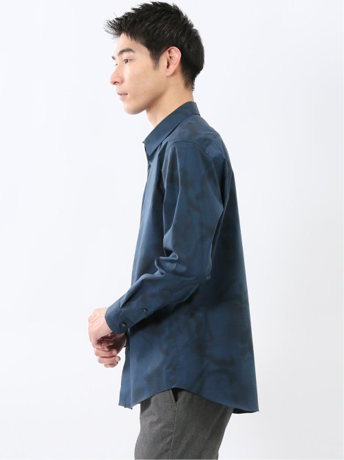 ストレッチ プリント レギュラーカラー長袖シャツ